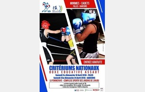 9 et 10 avril - Critérium National Boxe Educative Assaut